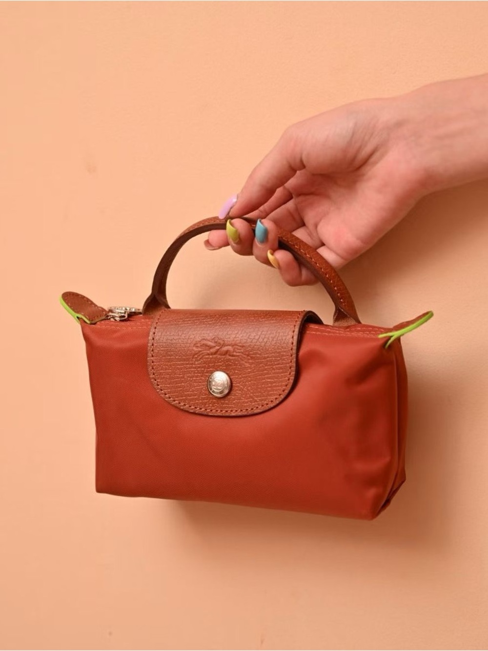 New Longchamp Le Pliage Recycled Canvas Cosmetics Case - Chestnut - Picture 10 of 11